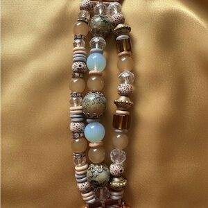 Elegant Beaded Apple Watch band - Gold and Brown